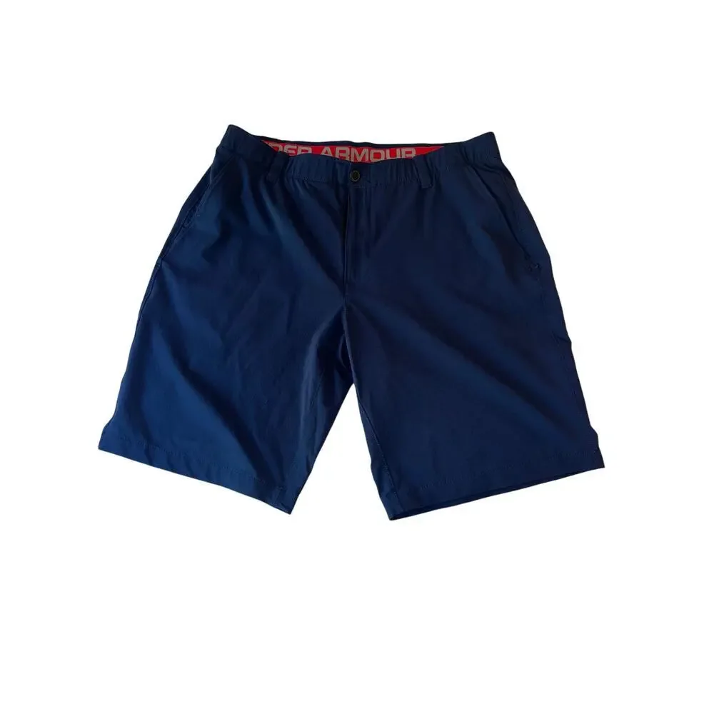 Under Armour HeatGear Golf Shorts Men’s 38 Navy Blue Stretch Performance Chino